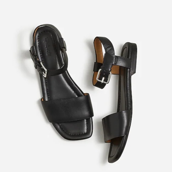 MADEWELL Size 6 The Karla Ankle-Strap Sandal in True Black $98 NP278 - Picture 1 of 6